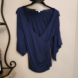 Boston Proper  Cold Shoulder Long Sleeve Top - Navy